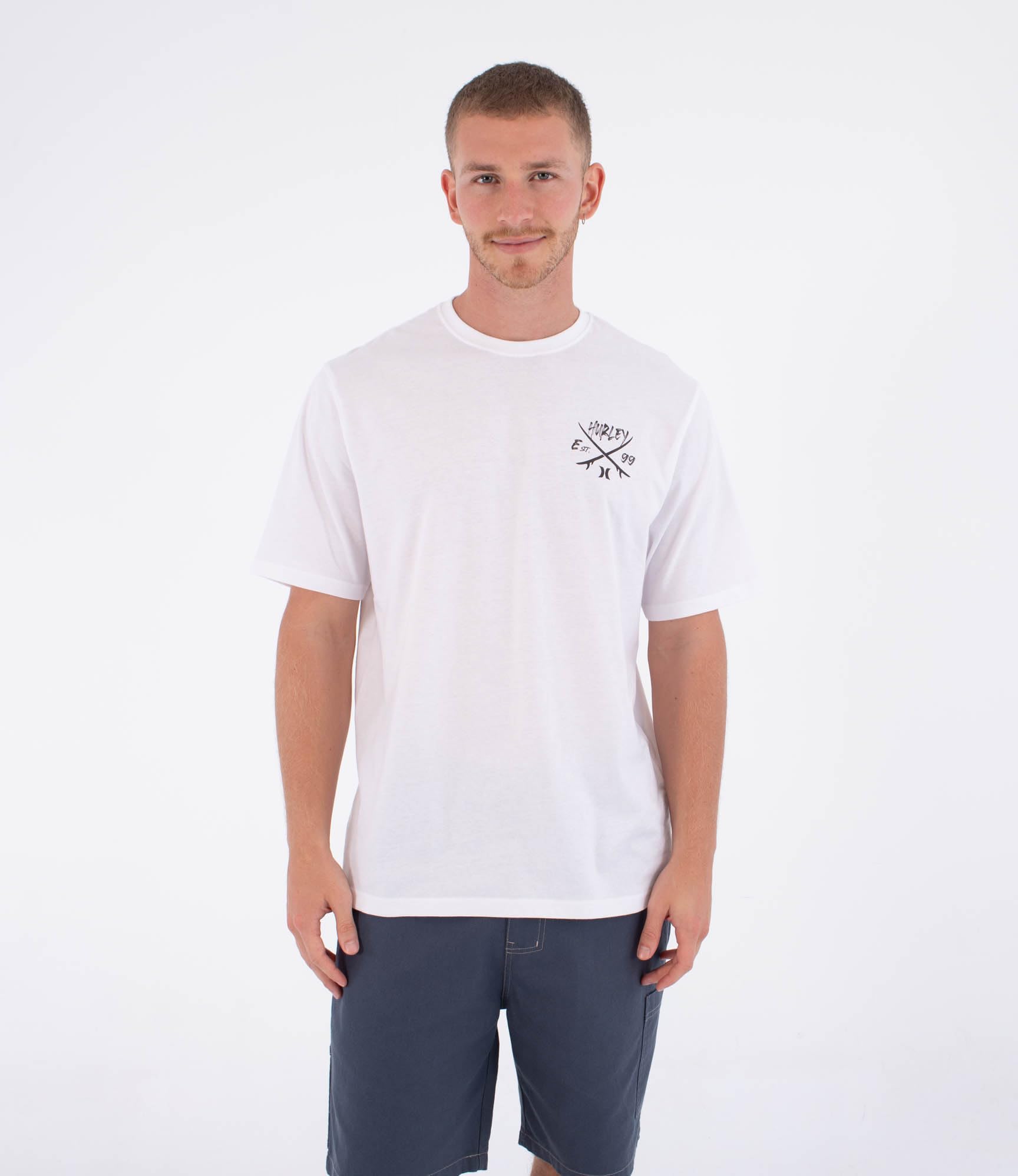 Hurley Mens Short Sleeve Printing Press Evy T-Shirt, White, S EU