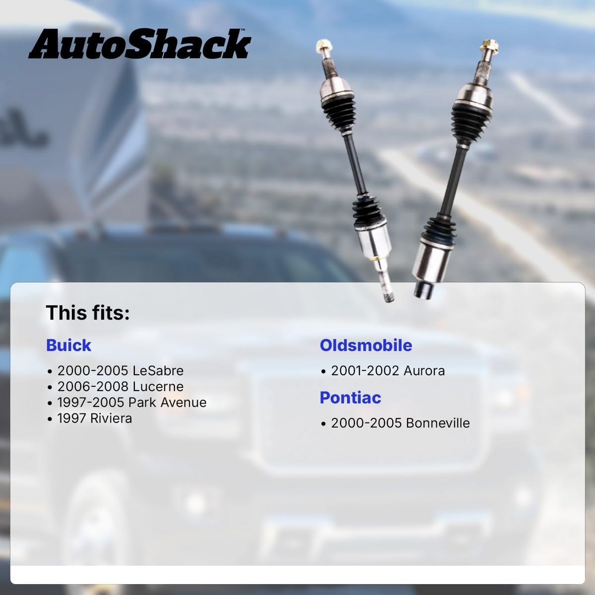 AutoShack Front CV Axle Shaft for Buick & Pontiac, LeSabre 2000-2005 Lucerne 2006-2008 Park Avenue 1997-2005 Bonneville 2000-2005, FWD V6 3.8L V8 4.6L, Left and Right, Pair