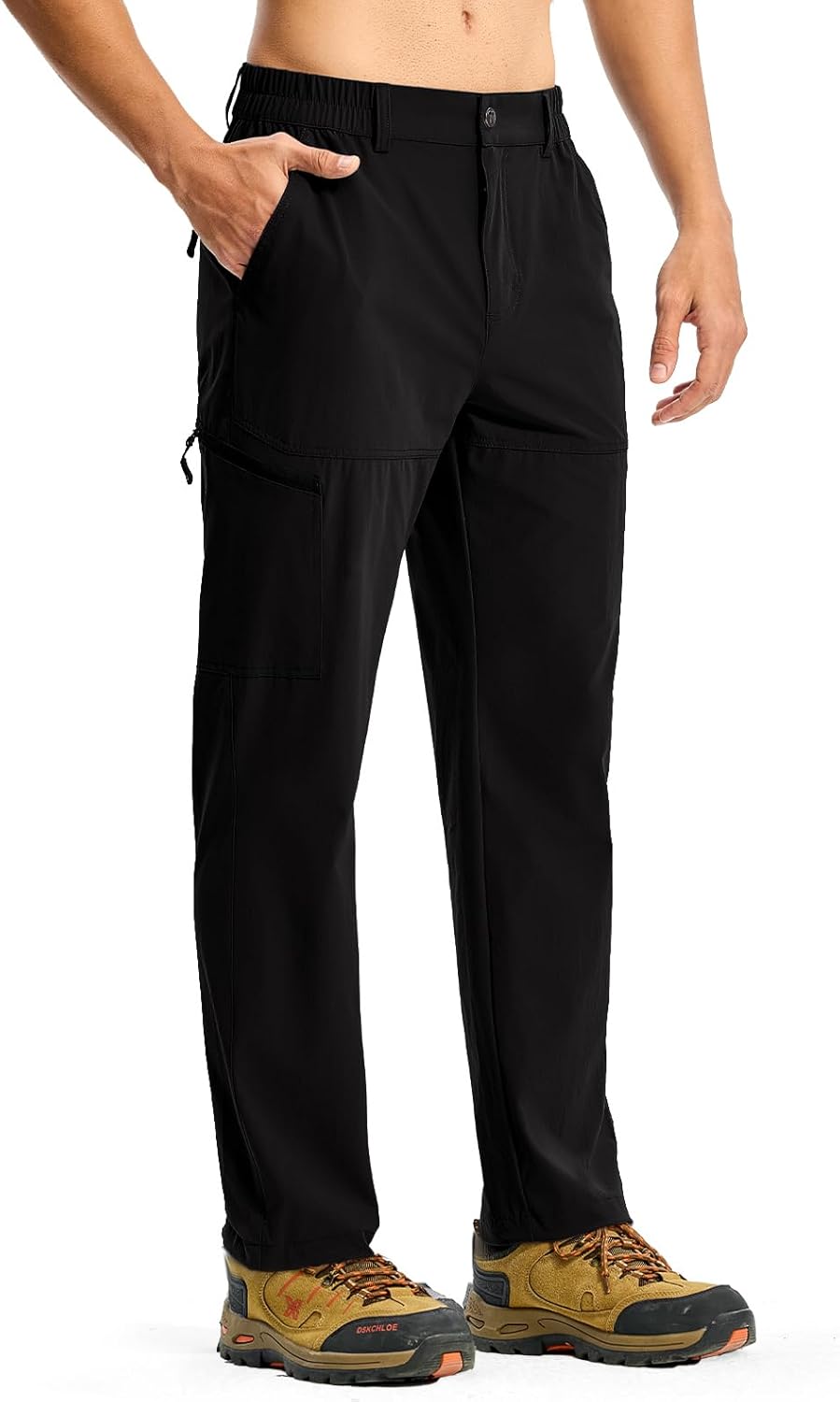 BGOWATU Men's Lightweight Hiking Travel Pants Quick Dry Water Resistant Athletic Joggers Zipper Pockets Cargo Workout Casual