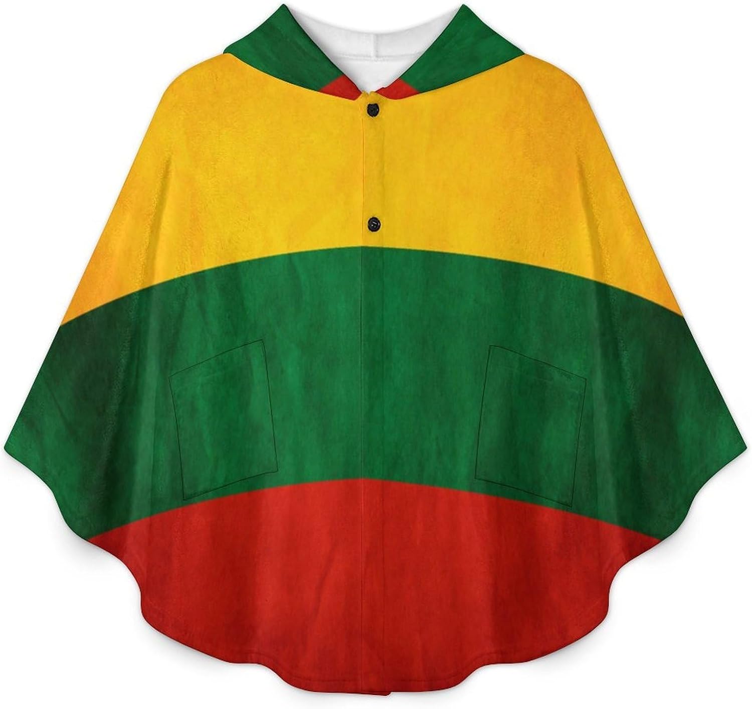 Lithuanian Flag Wearable Blanket with Hooded Flannel Blankets Cape with Pocket