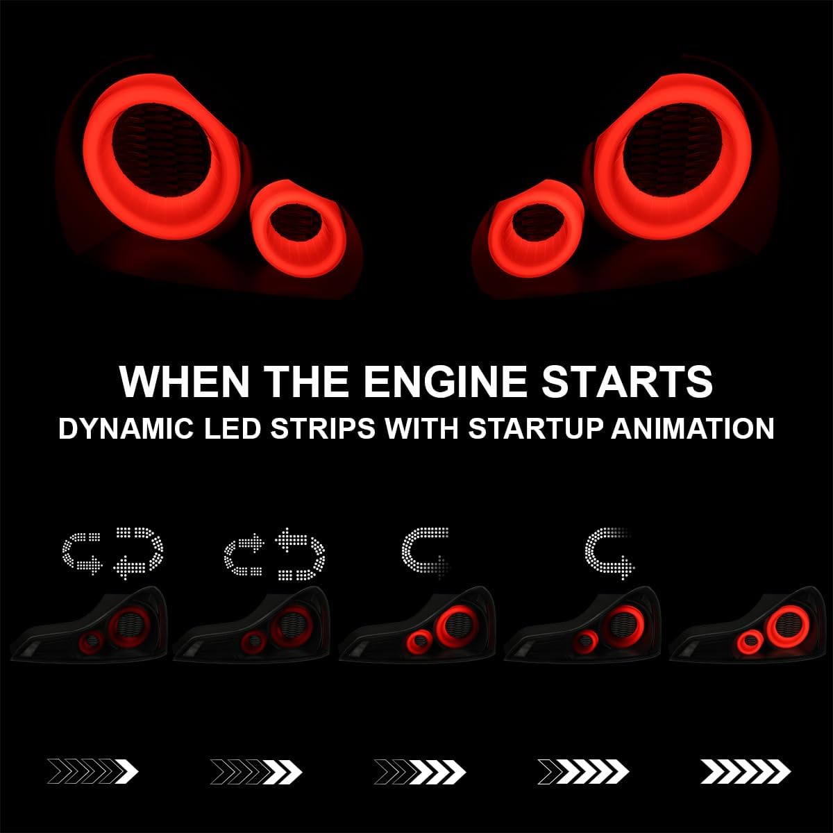 Spec-D Tuning Full LED Black Smoke Red Tail Lights w/Sequential Turn Signals & Startup Animation Compatible with 2008-2013 Infiniti G37, 2014-2015 Infiniti Q60, Left + Right Pair Tail Lights Assembly