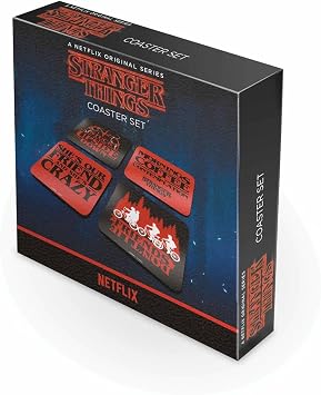 Pyramid International Stranger Things CSP0025 Cork Coasters Set of 4, Red, Black, White