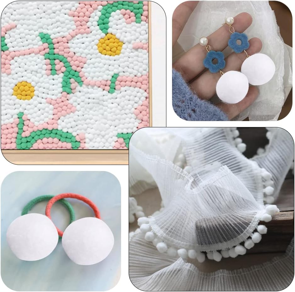 150 Pieces Pom Poms, 1 Inch White Craft Pom Poms, Fuzzy Pompom Puff Balls, Small Pom Pom Balls for DIY Arts Crafts Projects, Home Decorations