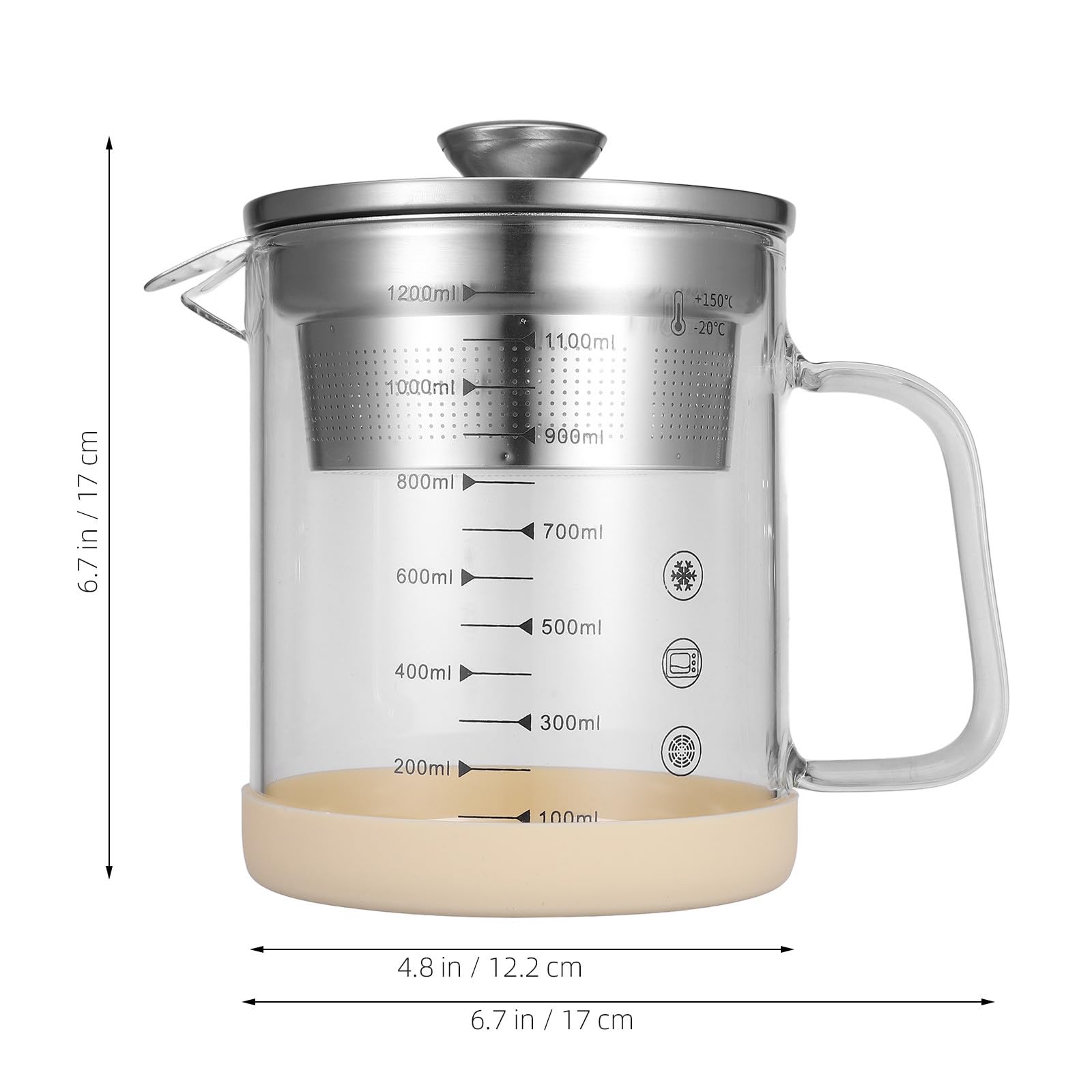 Alasum Fettabscheider 1200ml mit Feinem Sieb aus Glas und Edelstahl Multifunktionaler Küchenbehälter zum Filtern von Sojamilch und Saft für Küche