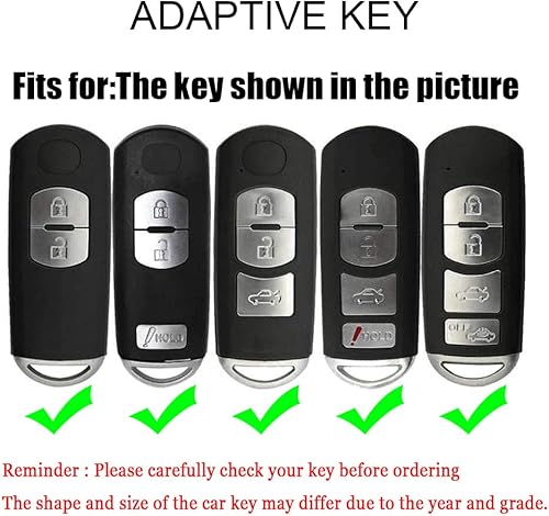 Miniatura 2 de HIBEYO Funda para llavero compatible con Mazda 2 3 5 6 8 CX-3 CX-4 CX-5 CX-7 CX-9 Atenza Axela MX5 Speed3 Miata 234 botón de protección completa con
