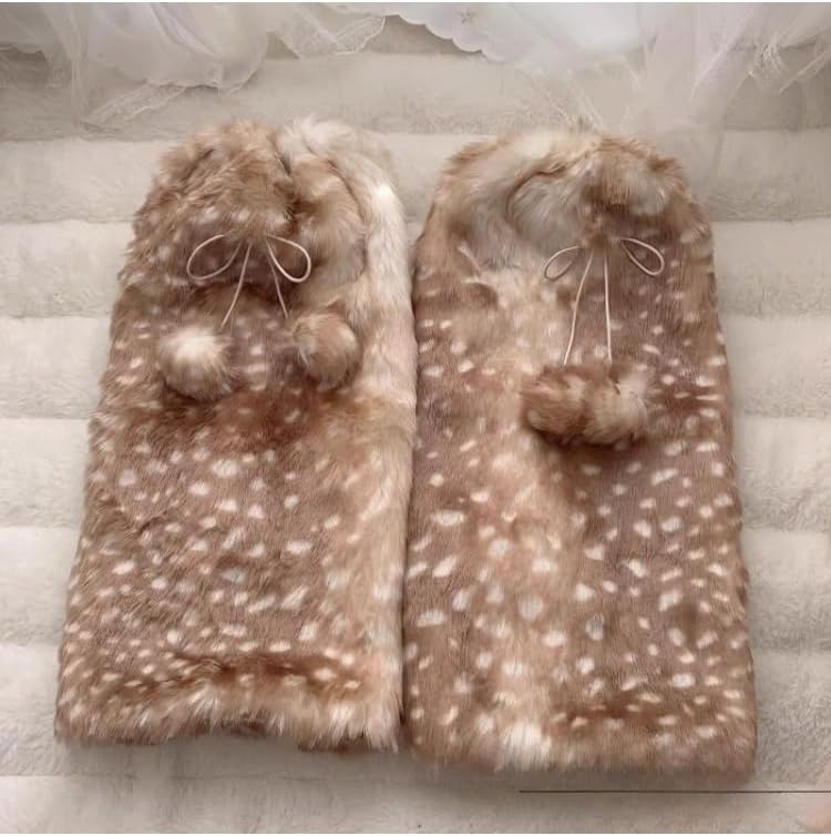 Gyaru Fuzzy Fur Leg Warmers Y2k Animal Print Furry Deer Legwarmers 2000s Whimsy Twee Alt Harajuku Accessories