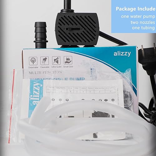 Miniatura 7 de alizzy Bomba de agua pequeña ultra silenciosa de 95 GPH (360 L/H, 5 W), mini bomba de agua sumergible de larga duración para fuente, acuario, tanque