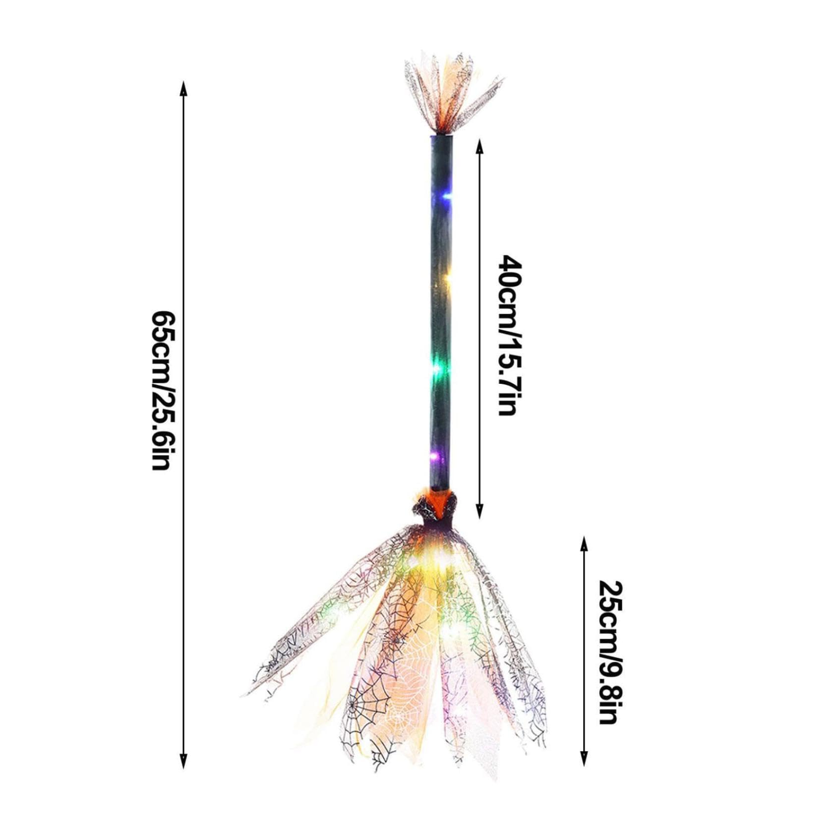 Halloween Witch with LED Light Witch Broomsticks Cosplay Props Costume Accessories for Kid Adult Halloween Decor (Black)