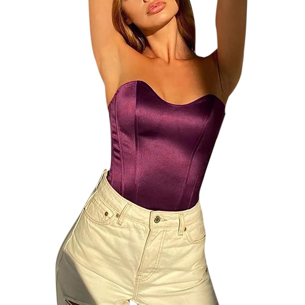 Amazon.com: Women Satin Push Up Corset Bustier Sexy