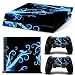 Morbuy PS4 Skin Vinyl Autocollant Decal Sticker pour Playstation 4 Console + 2 Dualshock Manette Set Skins (Bleu Fleur)