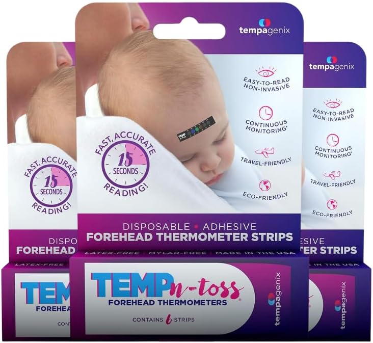 Fast Reading Disposable Forehead Thermometer Strips - Temp-N-Toss for