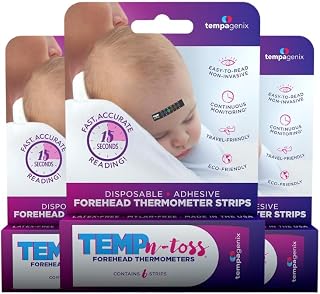 Fast Reading Disposable Forehead Thermometer Strips - Temp-N-Toss for Accurate & Hygienic Baby Temperature Measurement - Easy to Use and Reliable Single-Use Fever Indicator (18)