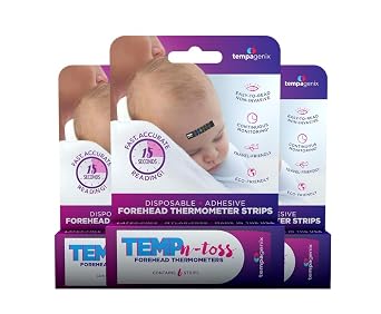 Fast Reading Disposable Forehead Thermometer Strips - Temp-N-Toss for Accurate & Hygienic Baby Temperature Measurement - Easy to Use and Reliable Single-Use Fever Indicator 18