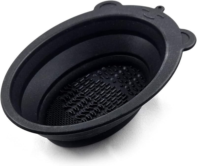 Tigela retrátil para barbear Freetune de silicone, preta, oval, Pacote com 1