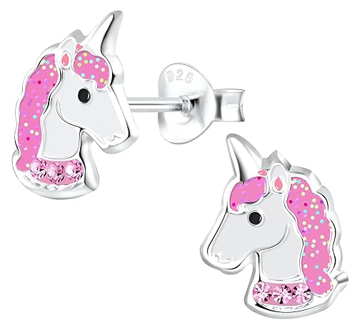 Aww So Cute 92.5-925 Sterling Silver Fairytale Unicorn Stud Earrings for Kids Girls Pure Silver (ER1622)