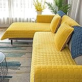 SVIO-SOFACOVER Corduroy Velvet Sofa Slipcover Yellow Modern Home Sofa Cover Quilted Anti-Slip Couch Cover Multipurpose Winter Furniture Protector 28"x71"