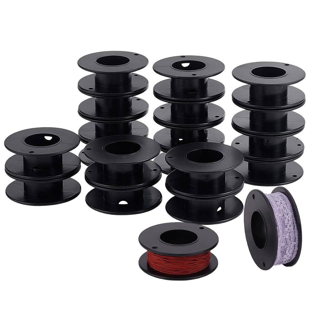 Bobines vides en plastique noir 5,3x1,8 cm PH PandaHall pour fil et couture (20 pièces)