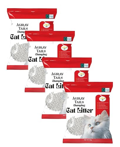 Agirav Tails Cat Litter - Premium Unscented w/Natural Ingredients - Low Dust Superior Odor Control - Hard Clumping Moisture Absorbing Clay Multi Cat Litter (20KG, Unscented)