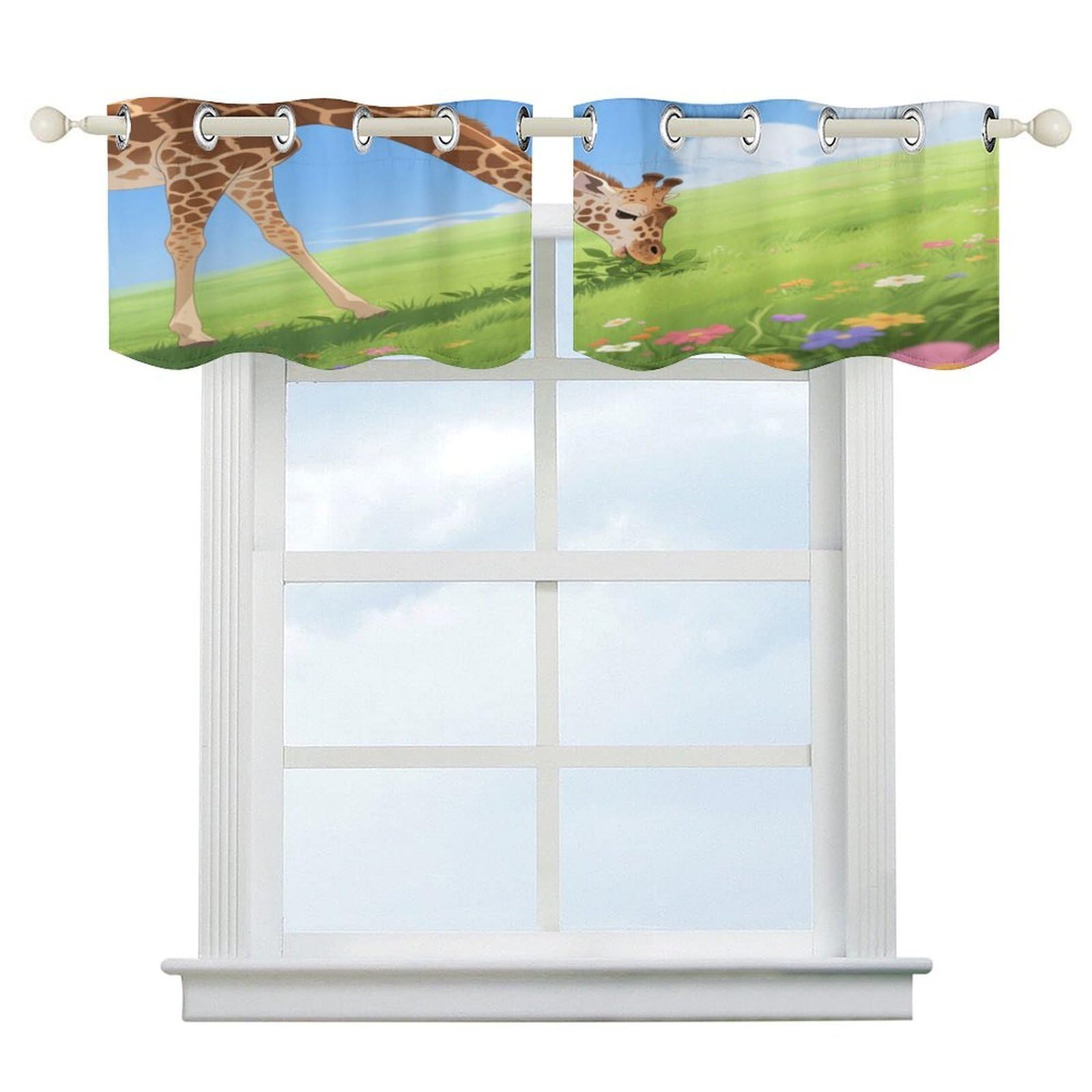 Fekiloot Style Giraffe Short Curtains Valance Curtain