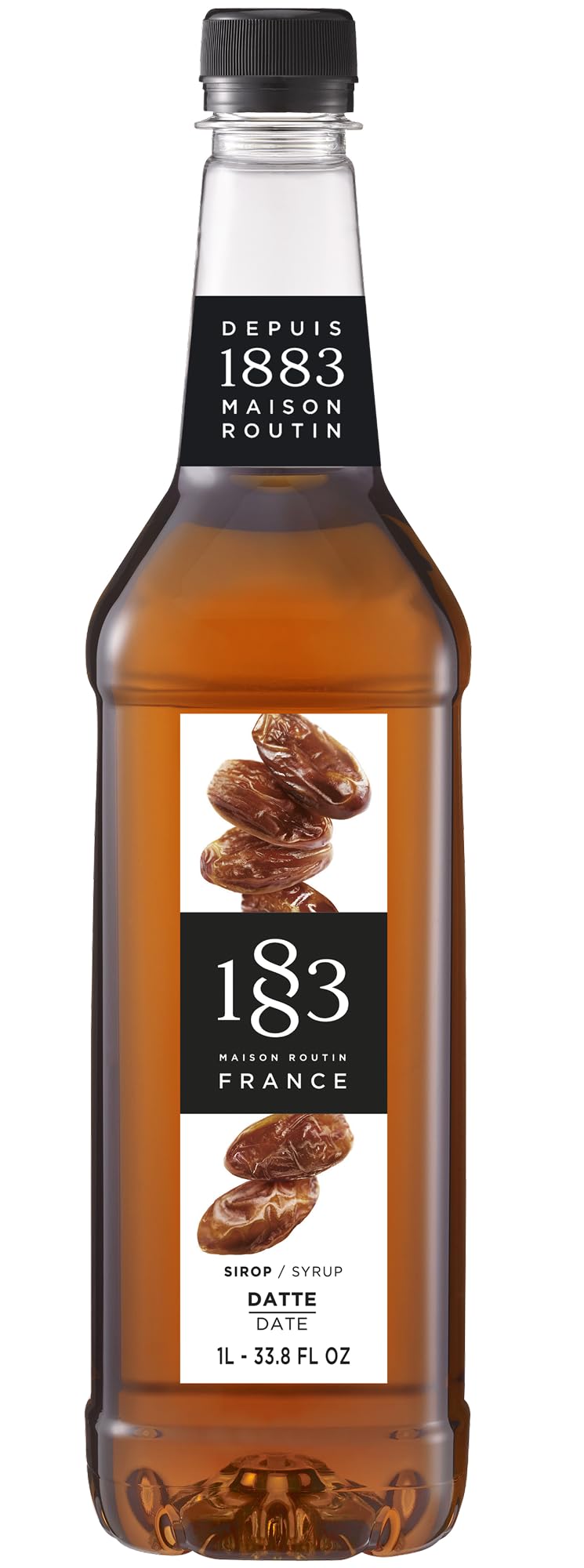 1883 Maison Routin Premium Date Syrup Made with Pure Cane Sugar for Coffee, Desserts & Milkshakes - Rich Sweet Flavour, No Preservatives - 1L PET Bottle