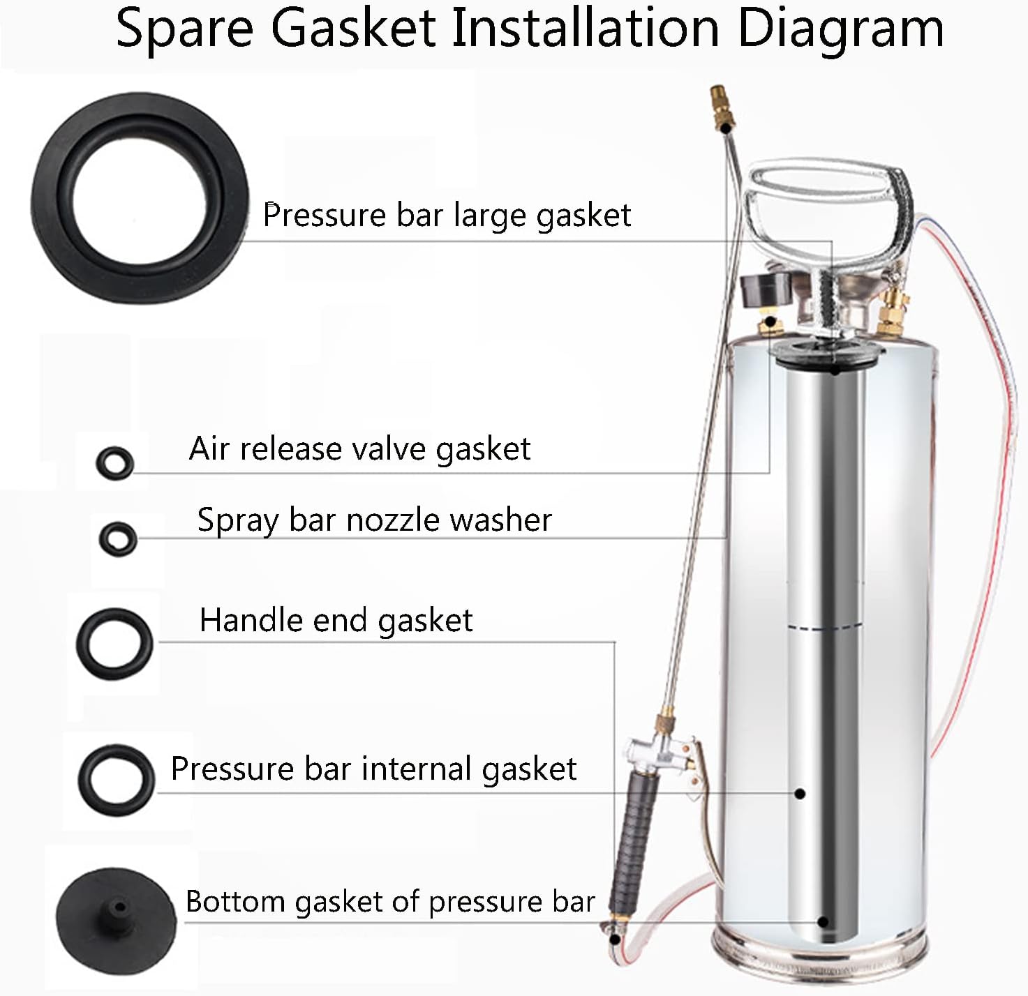 Stainless Steel Pump Sprayer 1 Gallon Hand Garden Sprayers with Wand&Pressure Gauge&Safety Valve for Home, Garden, Lawn Pest Controlling & Weed Killing (1 Gallon)