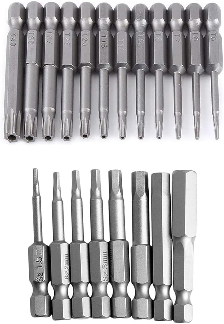 Impact Driver Allen Bits + Torx Bits Set Quick Change 1/4" Hex Shank