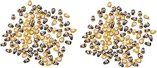 SEWACC 200 Piezas De Virutas De Madera En Forma De Abeja Adornos Virutas De Rompecabezas De Madera Color Amarillo