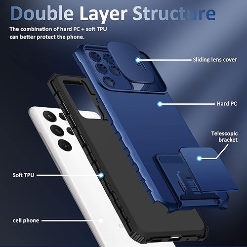 Miniatura 6 de Funda S22 Ultra compatible con Samsung Galaxy S22 Ultra 5G versión 2022, cubierta de cámara deslizante, funda de teléfono a prueba de golpes de