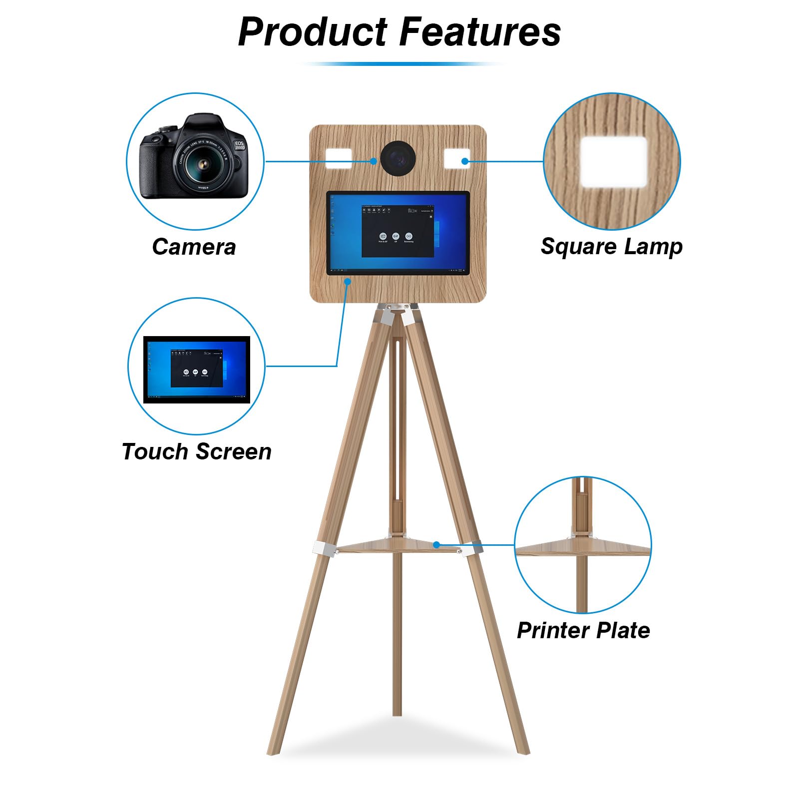 Macchina per cabina fotografica, specchio APP da 15,6 pollici con luce di riempimento, modalità di scatto multiple, supporta la stampa fotografica e la condivisione istantanea, sfondo fotografico