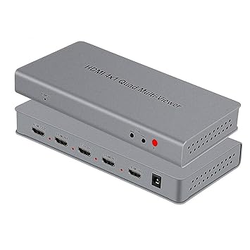 Microware HDMI 4x1 Quad Multi-Viewer Supports Screen Segmentation and IR Control, Seamless Switcher Splitter Support HDCP1.3 1080p Scaler up/Down