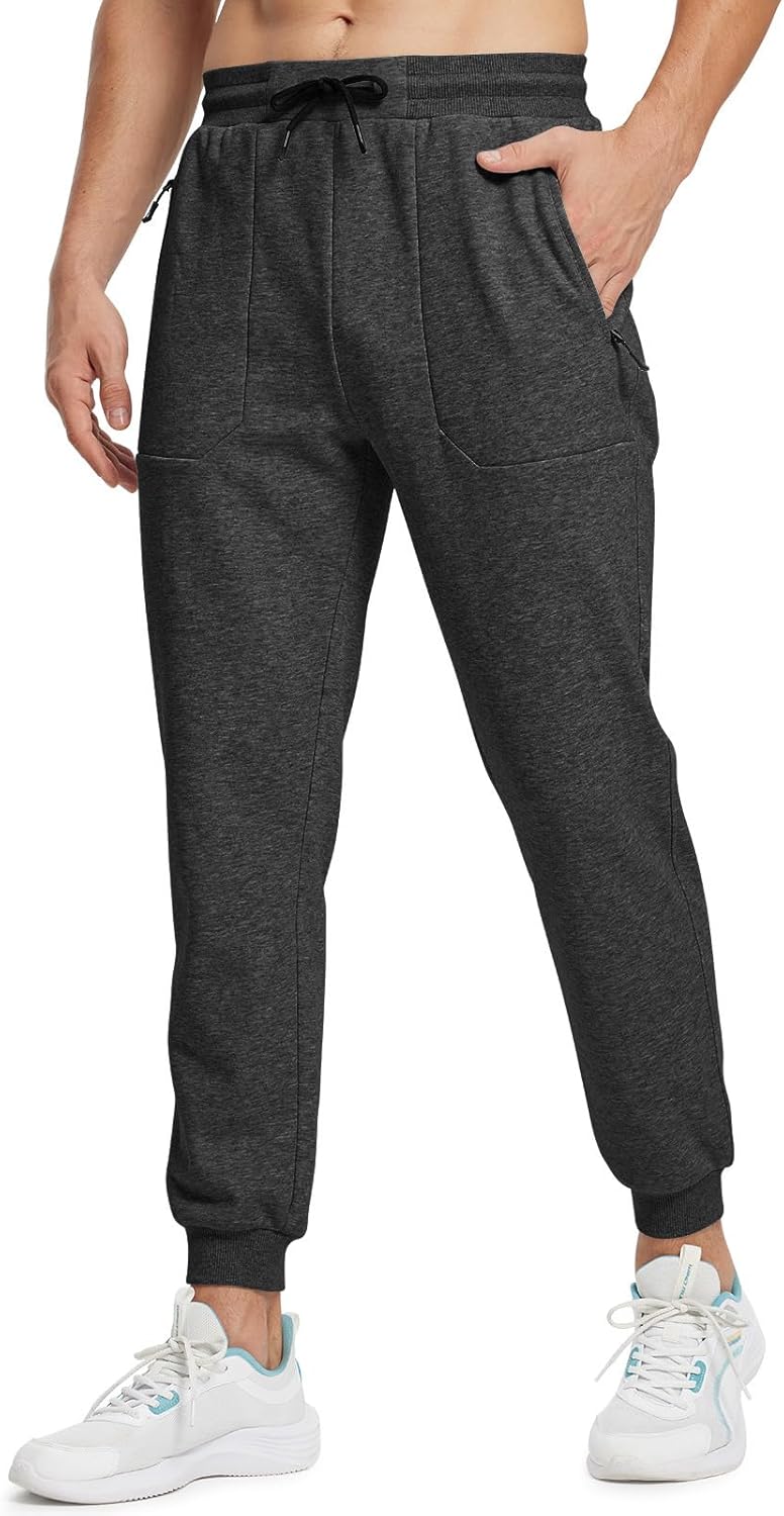 Rdruko Men's Fleece Joggers Pants Winter Warm Sweatpants with Zipper Pockets Athletic Running Gym Workout