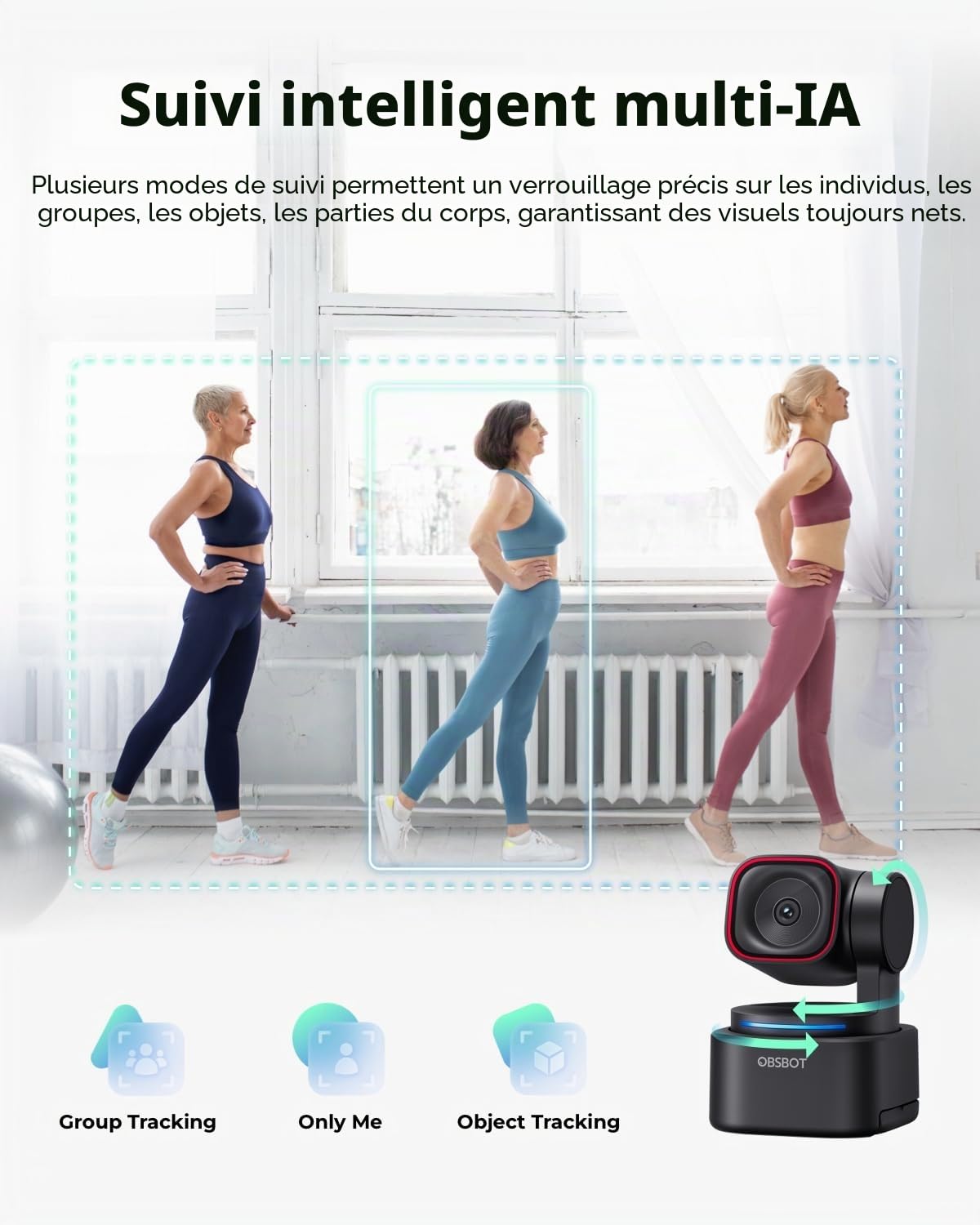 OBSBOT Tiny 3 Lite Trépied 4K Webcam Audio Spatiale PTZ 1080P 120 FPS HDR Caméra PC Suivi IA Triple Microphone Localisation Vocale