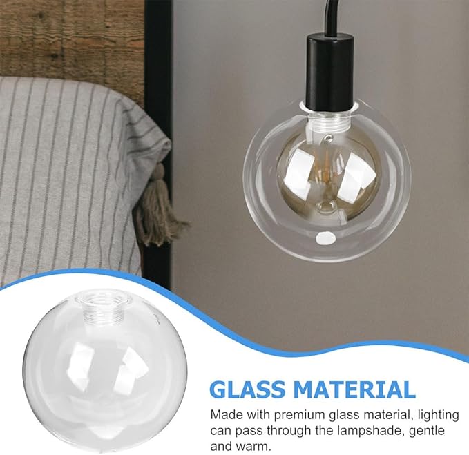 SAFIGLE SAFIGLE Clear Glass Globe Lampshade for G9 Ceiling Light, 150mm Diameter Pendant Lamp Cover, Ideal Replacement for Chandelier and Wall Sconces, 3-Pack Bubble Lights Replacement Bulbs photo 2