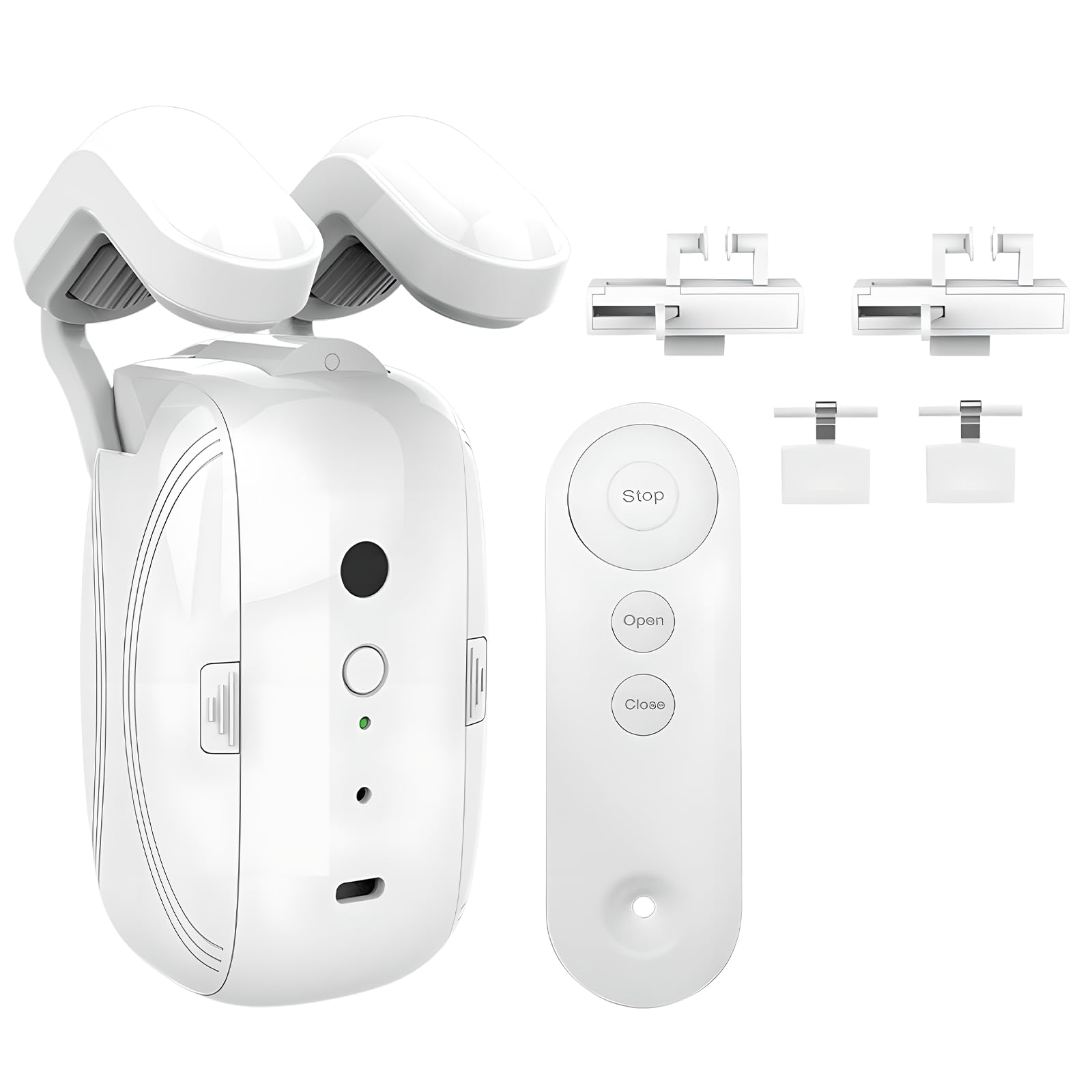 Apritende intelligente 3 in 1, Apritende elettrico con telecomando Bluetooth, Facile da installare/Avvio con un clic/Batteria da 4000 mAh, per asta romana/binario a T/binario per tende a U 2PCS
