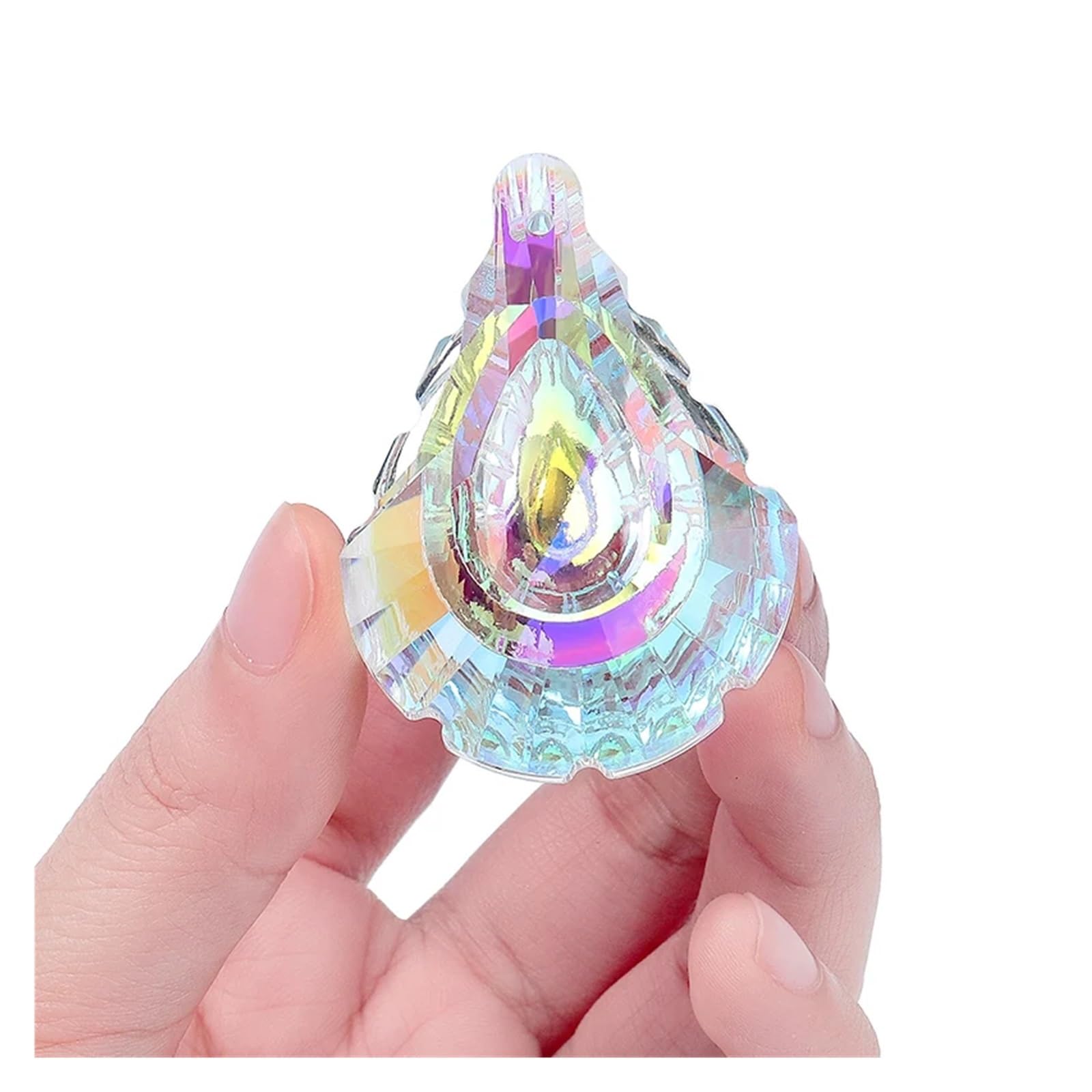 Crystal Suncatcher Wind Chimes 5pcs Crystal Glass Prism Pendants 10 Shapes Hanging Suncatcher Accessories Crystal Chandelier Parts(5)