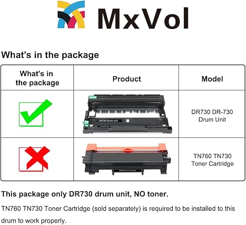Miniatura 2 de MxVol Reemplazo DR730 compatible para unidad de tambor Brother DR-730 DR 730 para HL-L2325DW HL-L2350DW HL-L2390DW HL-L2395DW DCP-L2550DW