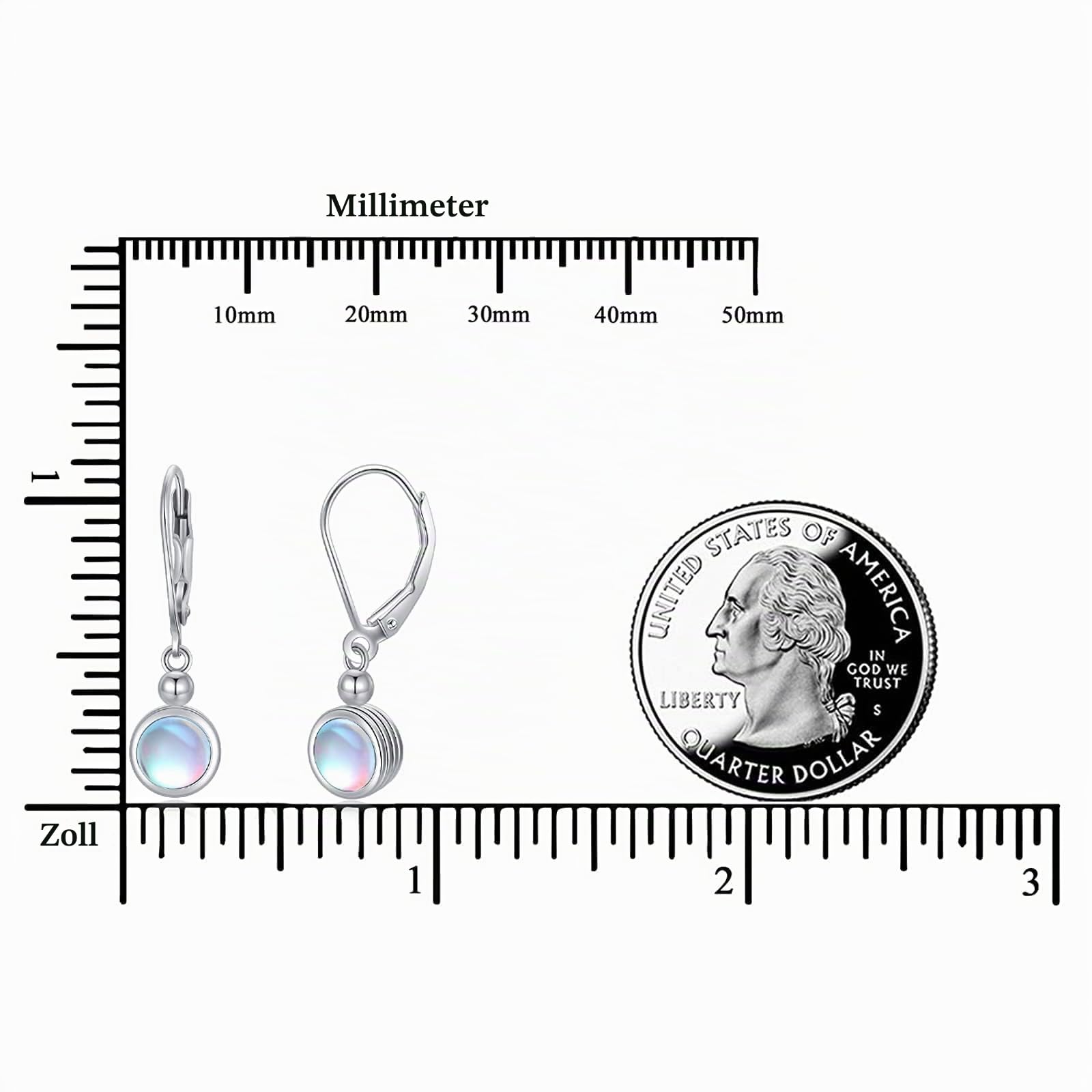 Baumelnde Mondstein-Ohrringe aus 925er-Sterlingsilber, tropfenförmig/rund/filigran/Mond/Stern/baumelnde Mondstein-Ohrringe mit Geschenkbox, Mondstein-Schmuckgeschenk für Mutter/Tochter/Freundin