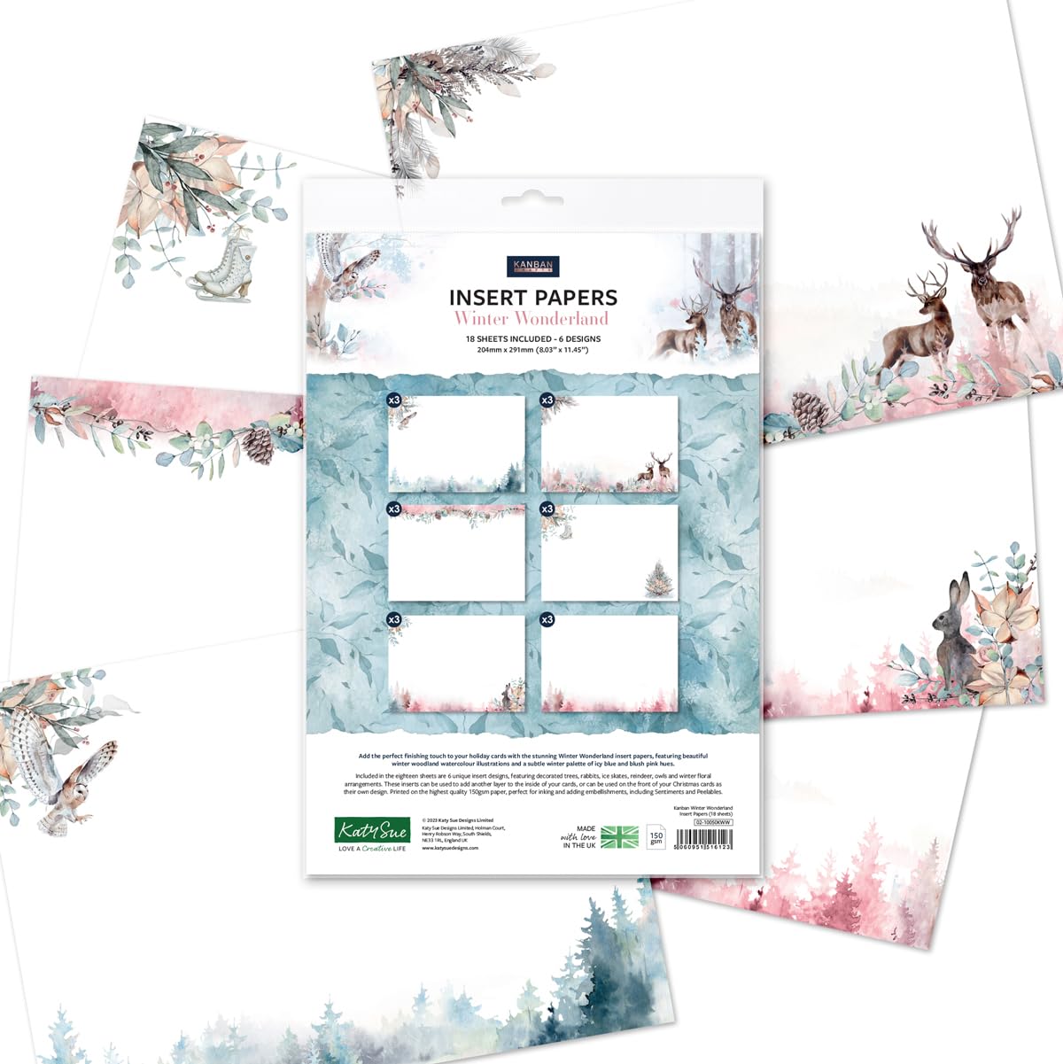 Katy Sue Kanban Crafts - Set di carta natalizia in scala di grigi contiene 24 fogli di