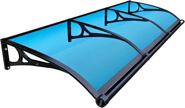 Window Awning Door Canopy, Door Awnings Exterior, Awning for Door Window Exterior, Front Door Canopy with Aluminum Bracket for UV, Rain and Snow Protection-60x90cm/24x35in-Lake Blue