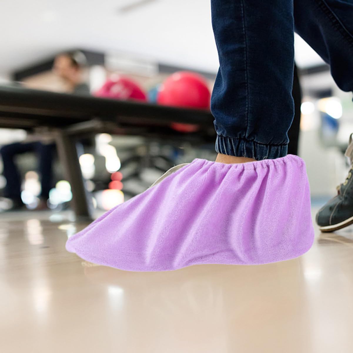 KOMBIUDA Indoor Bowling Shoe Covers Adults 3 Pack Bowling Shoe Slide Socks Sturdy Non-Slip