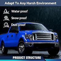 Vista 4 de PIT66 Conjunto de faros delanteros compatible con Ford F150 2009 2010 2012 2013 2014 solo compatible con modelos halógenos de fábrica, faros