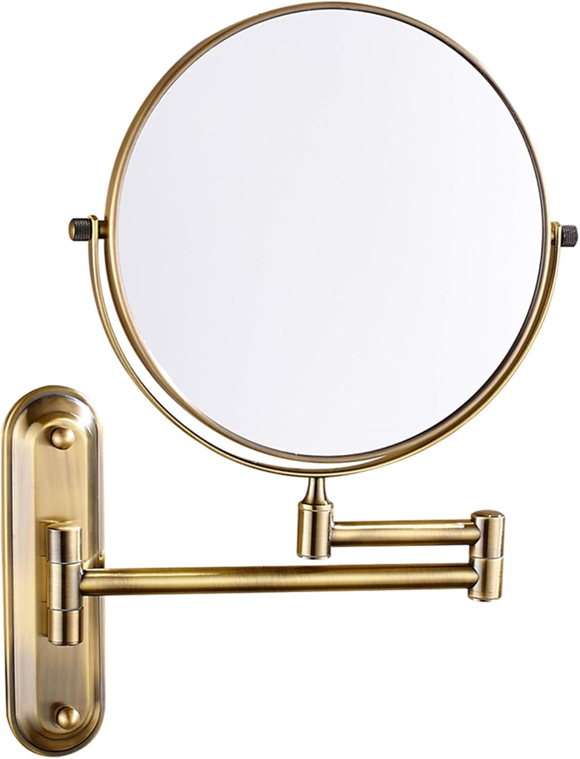 Wall Mounted 1X＆3X/5X/7X/10X Magnifying Makeup Mirror, 8 Inch Double Sided Brass Extendable Arm Rotatable Shaving Vanity Mirrors for Bathroom,Nickel,3X(Brass,7X)