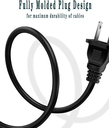 Miniatura 4 de Cable de alimentación de 2 clavijas compatible con TCL Roku Smart LED LCD HD TV - UL Listado TCL Roku TV Cable de alimentación AC Plug