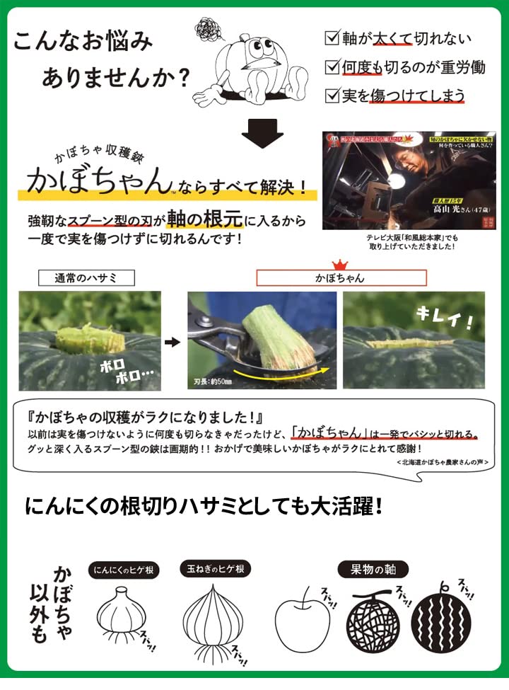 【特価商品】かぼちゃ収穫鋏「かぼちゃん」硬い軸も楽々切れる！ にんにく、玉ねぎの Amazon.co.jp: かぼちゃ収穫鋏「かぼちゃん」硬い軸も楽々切れる