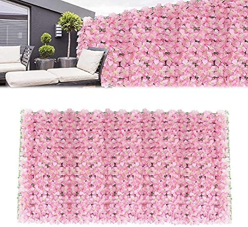 Artificial Ivy Hedge Screening Expanding Artificial Fence Screening with Flowers Artificial Flower Fence Trellis Fence Panels Garden Wall Privacy Fence Adornment for Wedding Yard Pink 50x100CM
