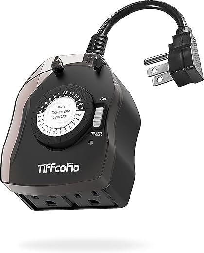 Outdoor Timer Outlet, 24 Hour Mechanical Outdoor Timer…