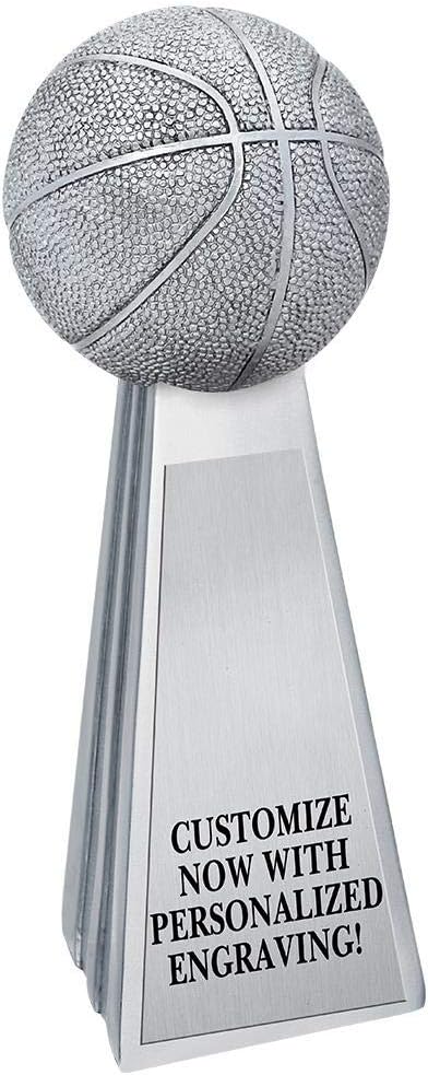 Crown Awards 10" Basketball Gridiron Trophy, Metallic Fantasy Basketball Sculpture Trophies Prime
