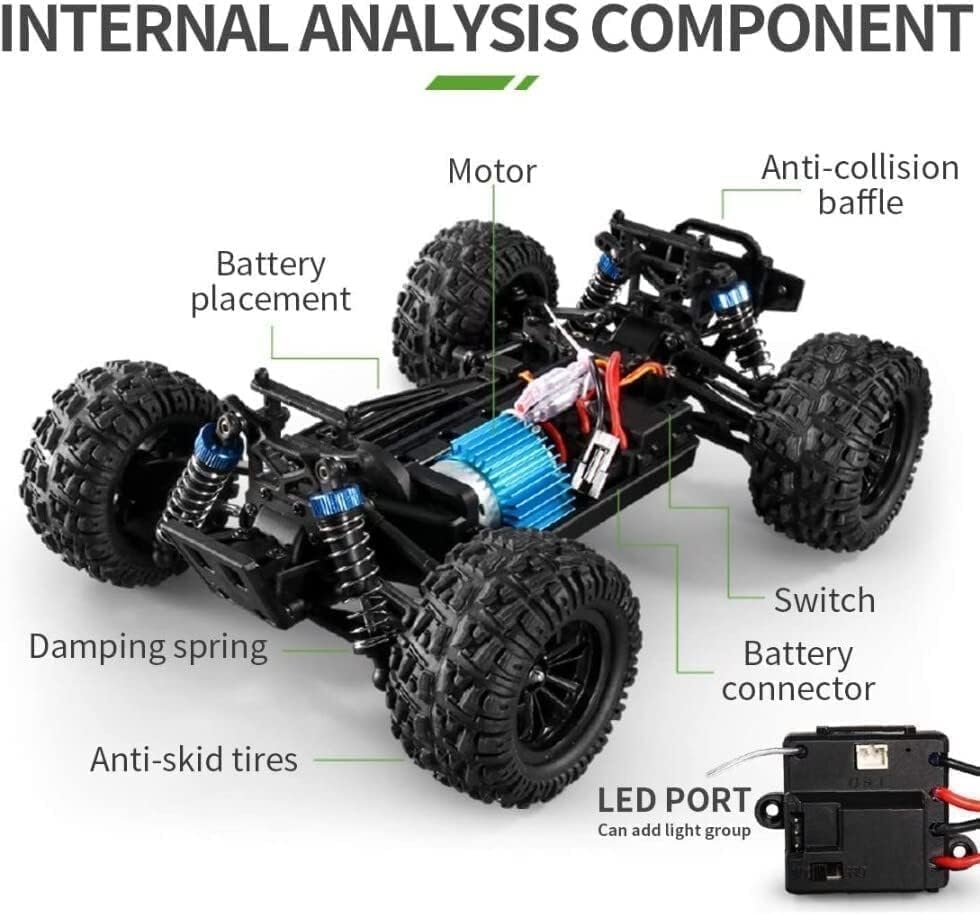 Image of RC Cars,40+KM /H Speed 4WD 1:18 Scale Electric Waterproof Truggy Remote Control Off Road Monster Truck with Rechargeable Batteries Toys for Kids and Adult (RC Crawler ZWD-005), Multi