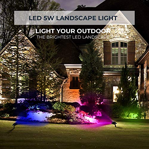 Colored Outdoor Yard Spot Lights, 5W Led Rgb Color Changing Spotlights Landscape Lights Remote Control Garden Lights Walls Trees Flags Lawn Backyard Spot Light Uplights With Spike Stand, 2 Lights #TOP5