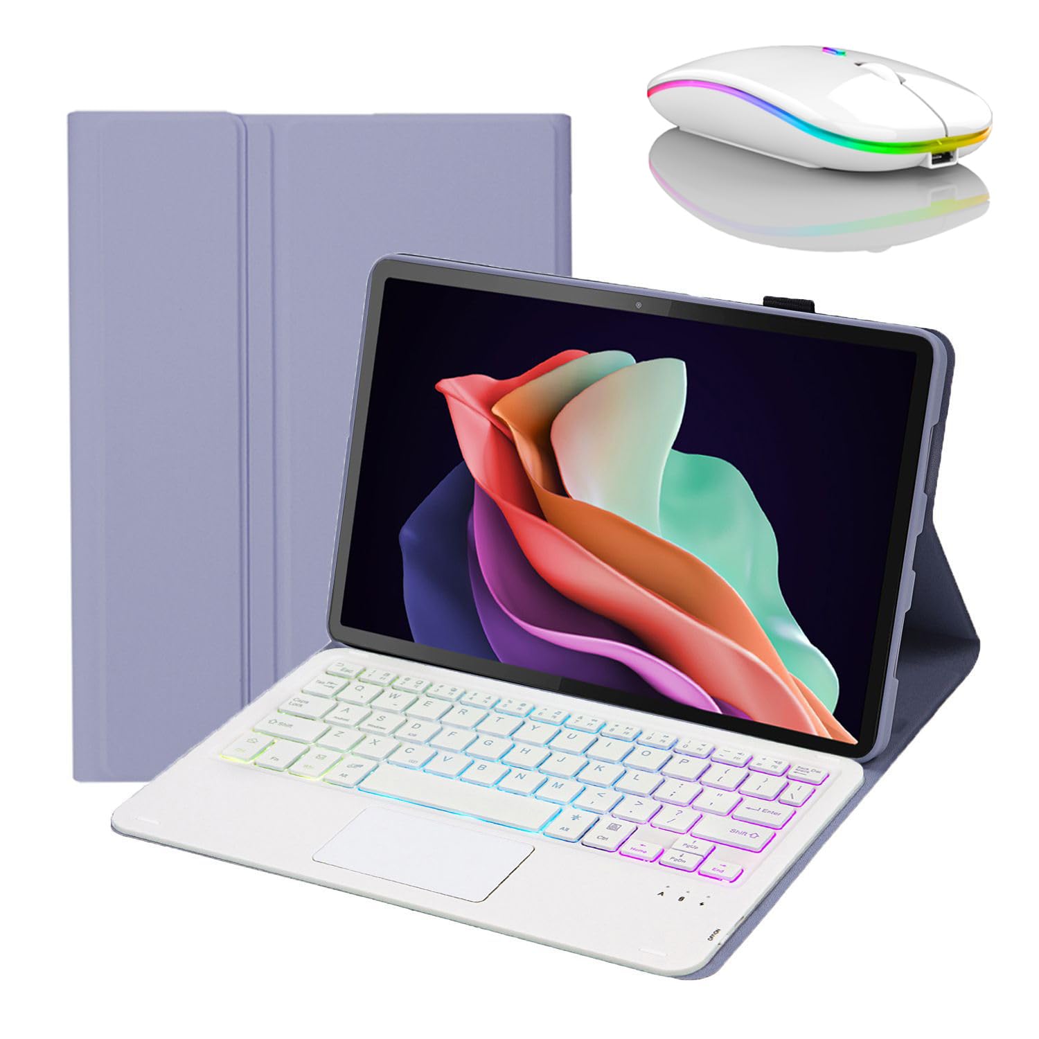 Etui z klawiaturą do Xiaomi Mi Pad 6/6 Pro 11" 2023, Wbudowany Uchwyt Na Ołówek, Magnetyczna Odłączana Bezprzewodowa Podświetlana Klawiatura z Myszą Bluetooth,Purple